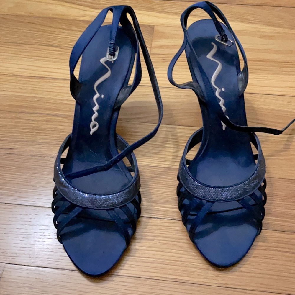 Nina Dark Blue strappy heels